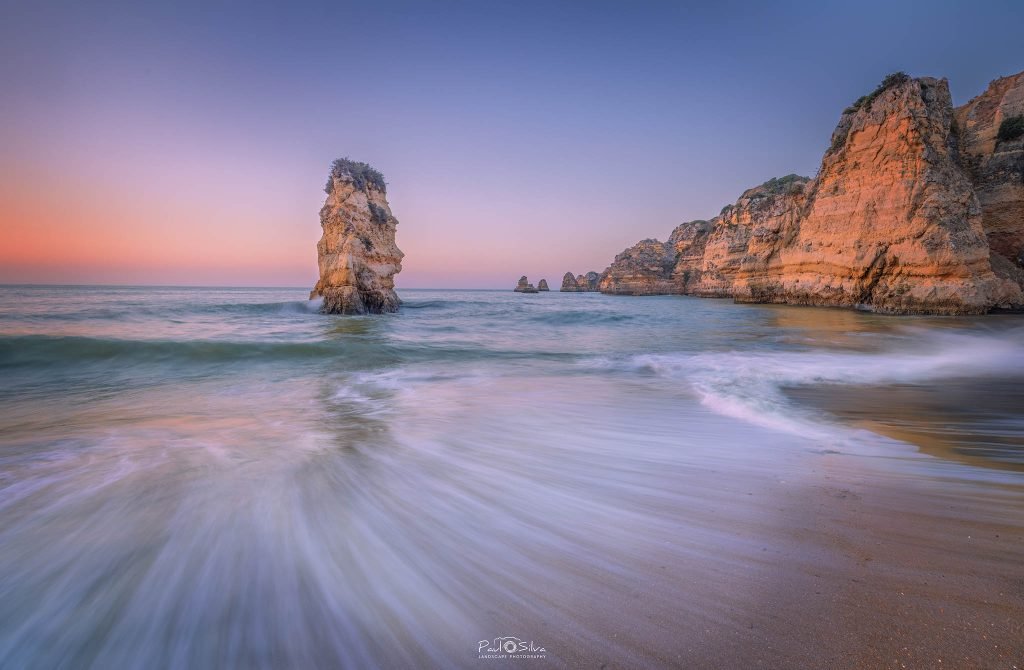 Seastack in the Algarve in Portugal