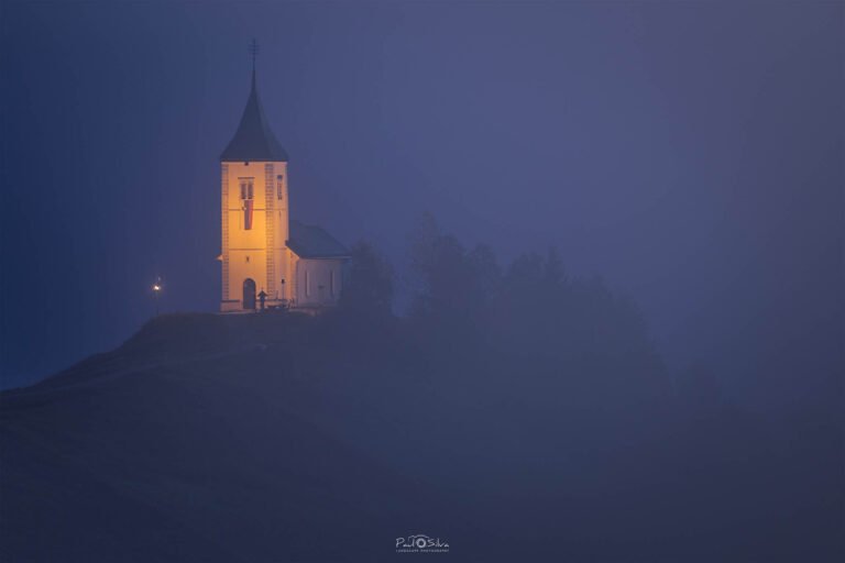 Jamnik Church during blue hour